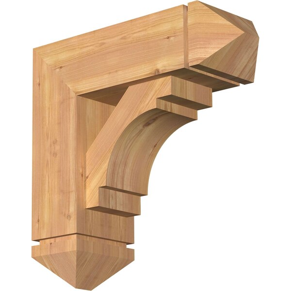 Ekena Millwork Merced Arts and Crafts Smooth Bracket w/ Offset Brace, Western Red Cedar, 7 1/2"W x 22"D x 22"H BKT0806X22X22MRC03SWR - main